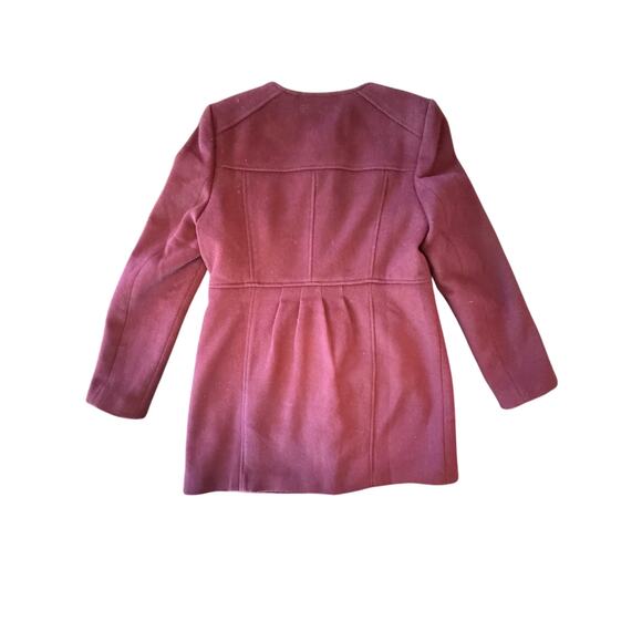 Ann Taylor Loft Burgundy Wool Mid Length Winter Car Coat Size Medium Pockets Zip - Picture 9 of 9